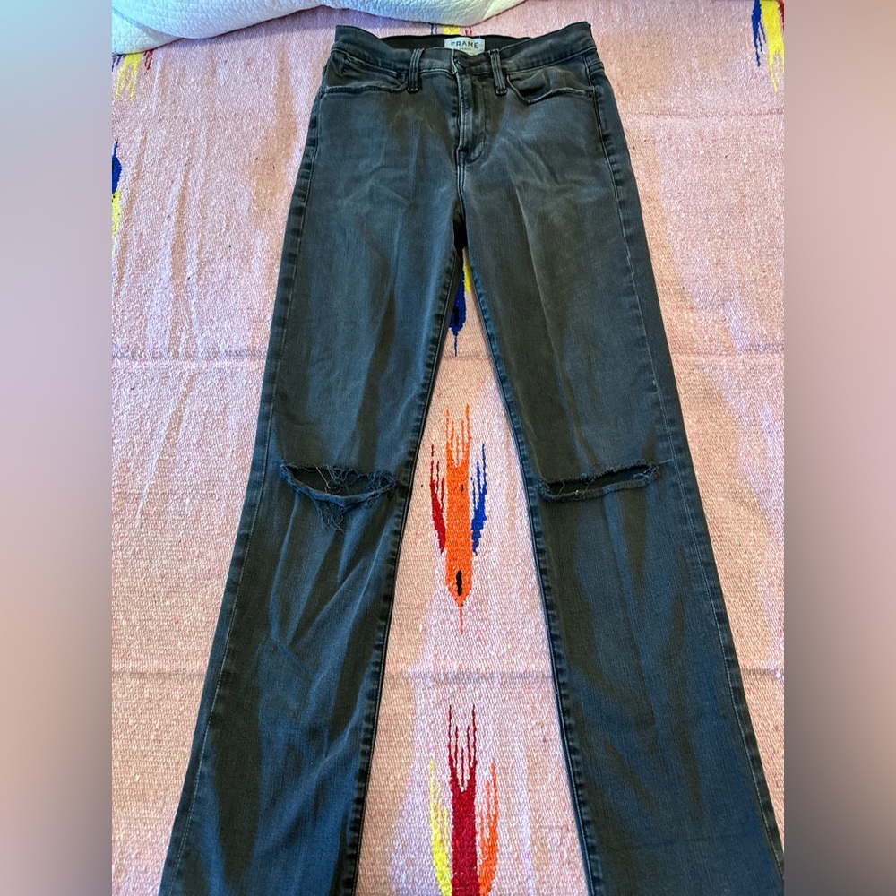FRAME washed-black, straight fit jeans